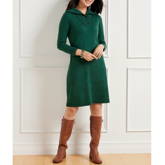 Talbots Mottled Green Super Soft Johnny Collar Sweater Dress 3X - Picture 1 of 14